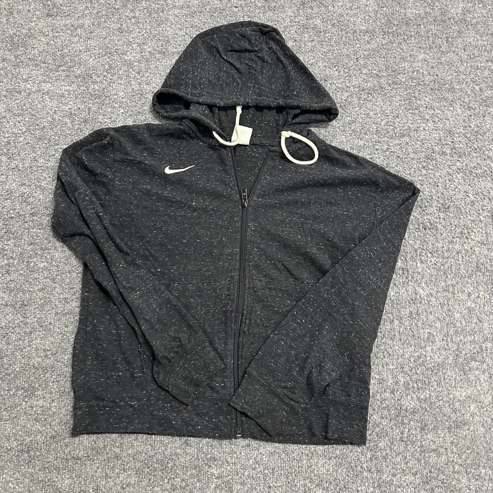 Nike Hoodie Womens Size S Black Heather Full Zip Lightweight Sporty Casual Sweat